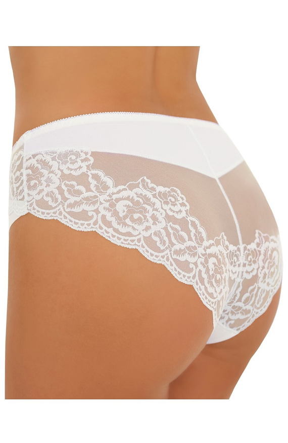 Braguitas femeninas Inga Emili blancas de microfibra laser cut con malla bordada