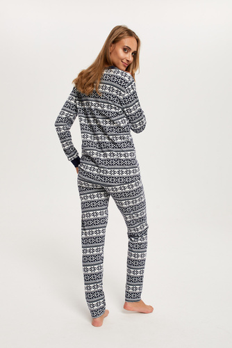 Alaska Pijama señora manga larga, pantalón largo Italian Fashion - estampado/verde