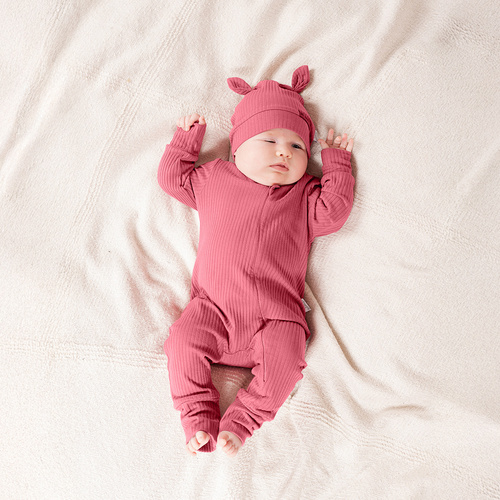 216032 Pijama para bebé Lala Nicol - algodón acanalado, sin pies, cremallera al bies