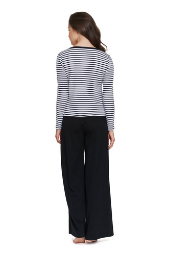 Pijama de mujer Doctor Nap 7538 de algodón, larga, con rayas blancas y negras