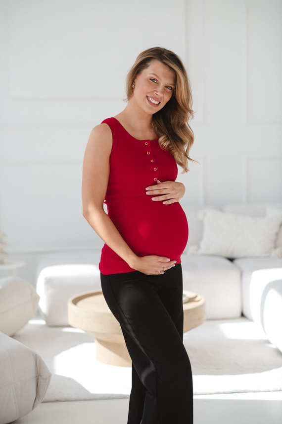 Top embarazo y lactancia Tummy Milk&Love algodón canalé red