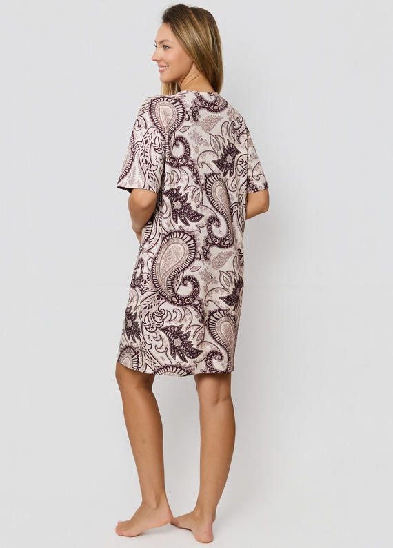 Camisón Mefemi Iris KB60 - marrón, algodón, estampado oriental