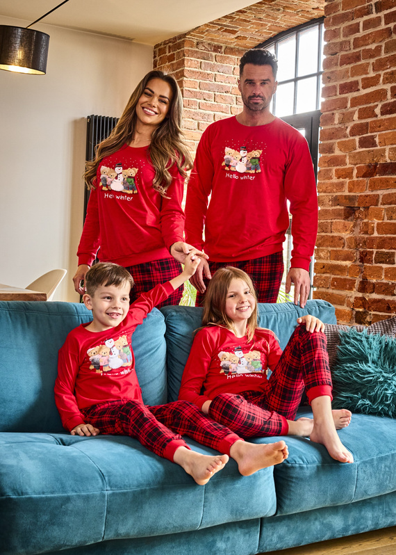 594/185 592/185 Pijama de invierno Cornette para niña - Navidad, rojo, algodón