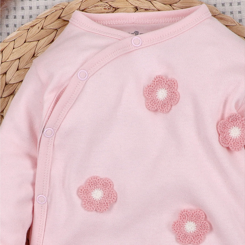 NINI LITTLE FLOWERS pijama enterizo rosa claro con bordado, 100% algodón orgánico ABN-5755/JRO
