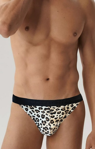 916/164 Braga Cornette High Emotion para hombre - tango, estampado leopardo, algodón