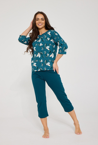 Pijama de mujer Cornette Greta 147/508 100% algodón manga 3/4 pantalón 7/8