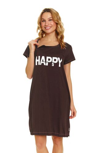 9504 Doctor Nap - Camisón de algodón para el embarazo y la lactancia - confort y comodidad para la futura mamá - marrón