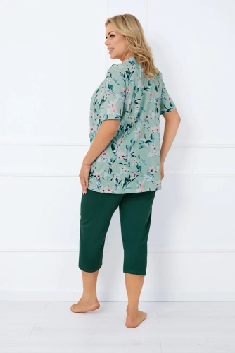 Alwea Pijama de mujer manga corta, pantalón 3/4 Moda Italiana - verde
