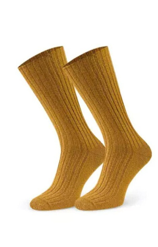 Arte.185 Calcetines Steven 011 mostaza - lana acanalada para mujer, invierno