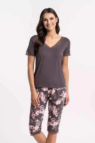 Pijama mujer Moraj PDD4900-0286 marrón de viscosa con escote en V