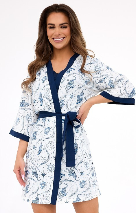 742/444 Bata corta de algodón con estampado de estrellas Olivia Cornette Dream Lady