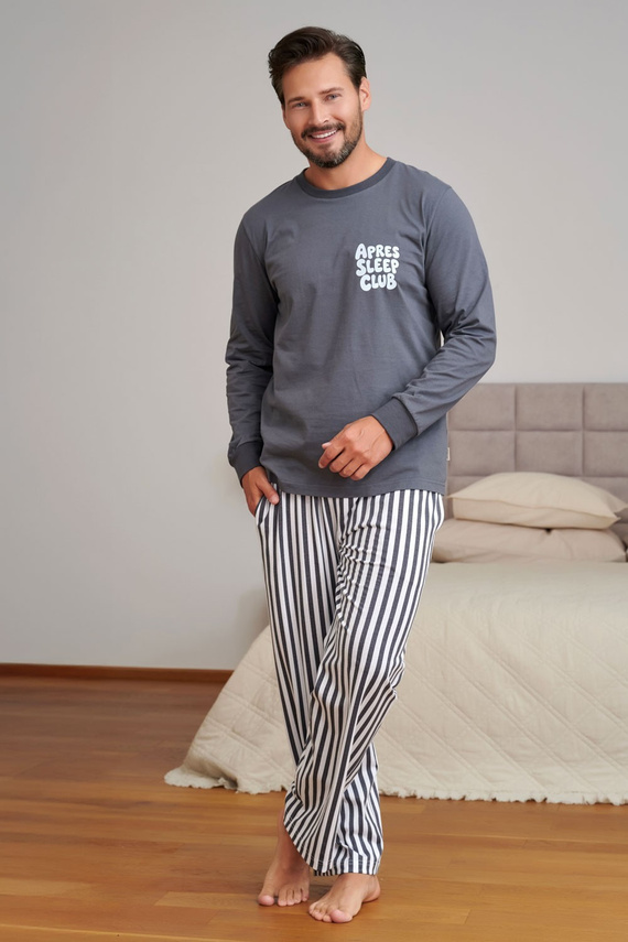 Doctor Nap 7524 Apres Sleep Pijama masculina gris grafito 100% algodón manga larga
