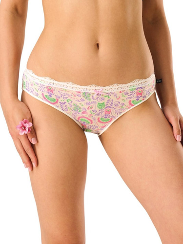 LPR 460 Braguita de bikini Key blanco-crudo - Viscosa estampada, mini bikini, encaje elástico, 2 piezas