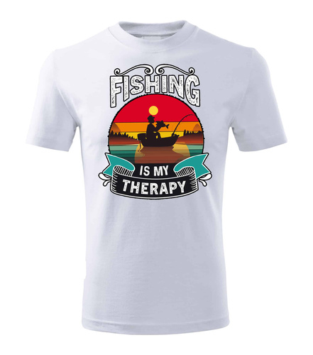 SKU M31 Camiseta Moocha Fishing Therapy de algodón para pescador con estampado blanca