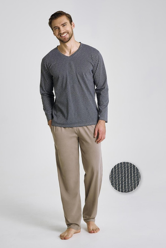 Pijama de hombre Luca 3481 - algodón, grafito, manga larga