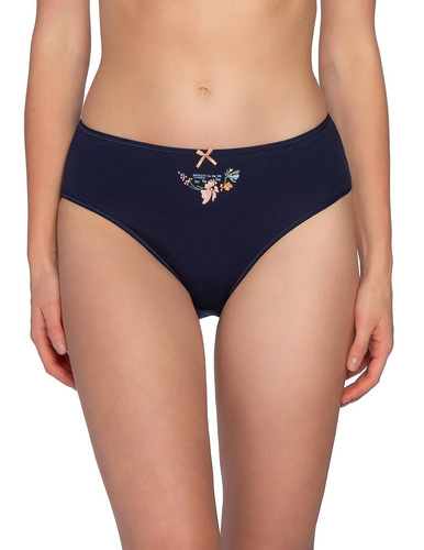 Braguitas L-120 BI-105 Lama de algodón Braguitas de mujer bikini 3 unidades con flores