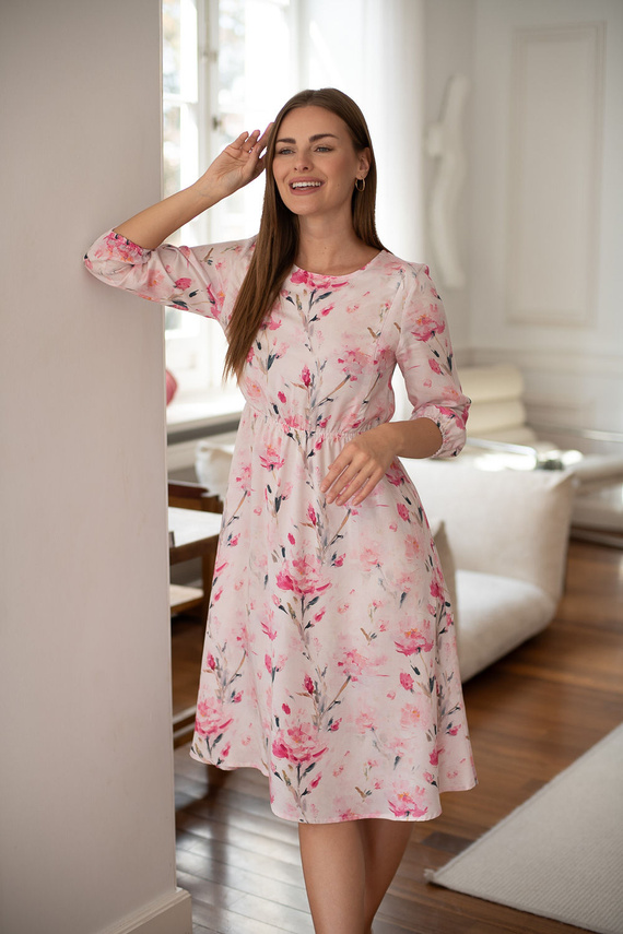 Milk&Love Lovely Dress Midi – vestido premamá para lactancia con flores rosas
