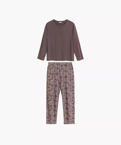 Atlantic NLP-522 Pijama larga para mujer 100% algodón Pantalones con estampado marrón