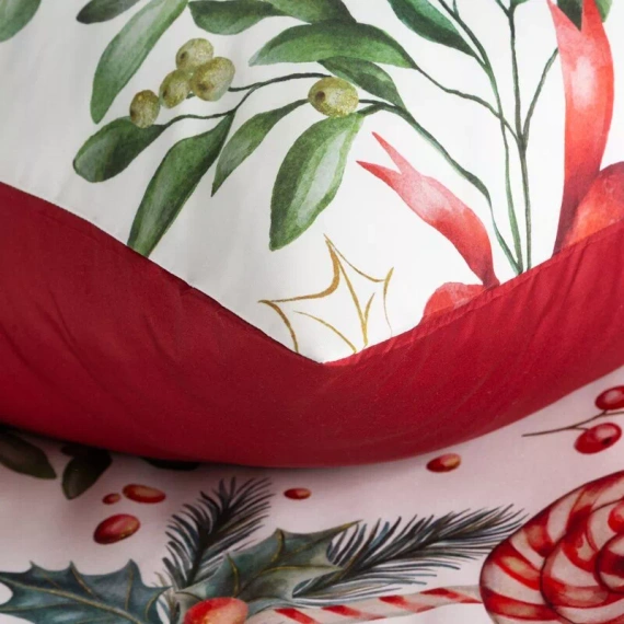 Ropa de cama navideña Lolly Eurofirany blanca de microfibra con cremallera