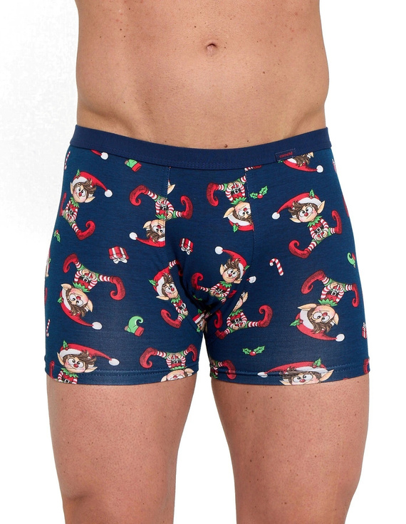 Cornette Gift 914/07 conjunto masculino navideño bóxers y calcetines azul marino