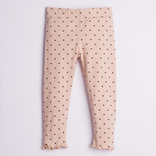 226202 Nicol HANIA Leggings infantiles de algodón beige con corazones
