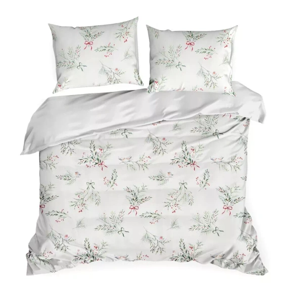 Ropa de cama navideña Bows Eurofirany blanca con lazos y ramitas microfibra