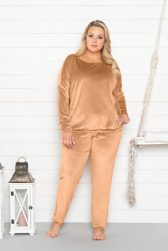 Conjunto largo Juga para mujer. manga, longitud. pantalones camel de moda italiana