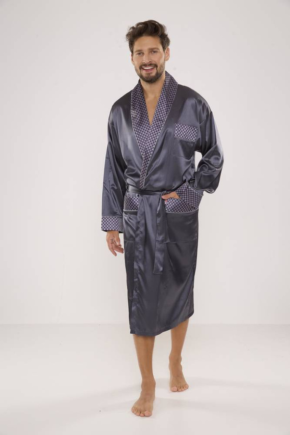 940 Albornoz de satén para hombre Forex - gris