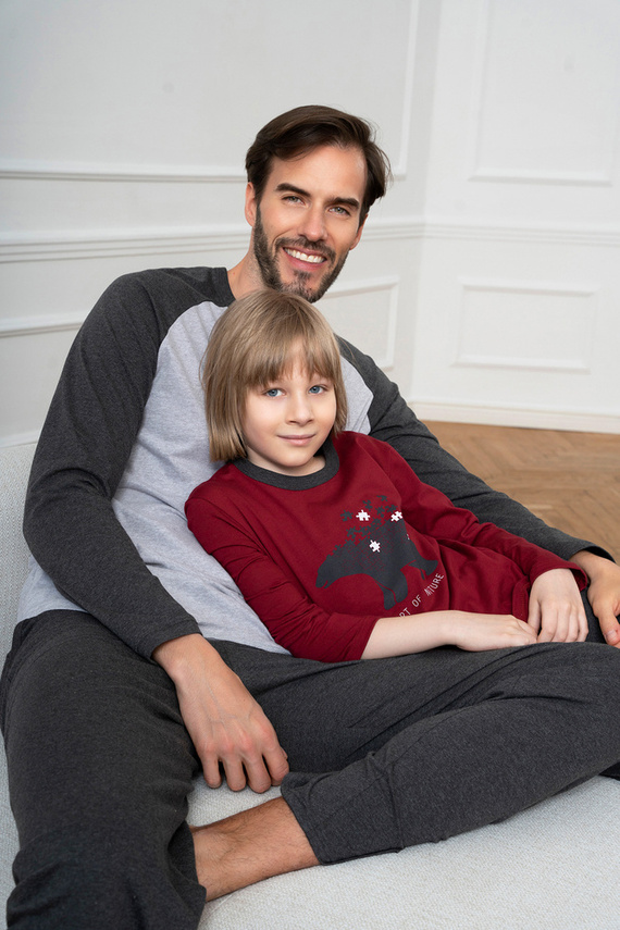 Morten Pijama de niño Moda Italiana burdeos/c.melange