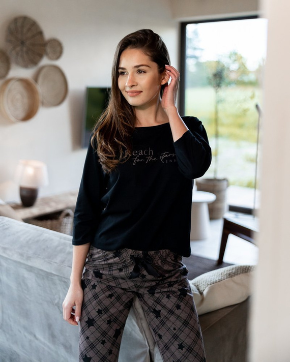 Sensis Reach For The Stars Pijama de mujer - negro-marrón
