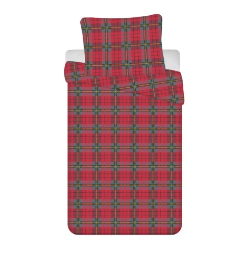 Ropa de cama navideña de Jerry Fabrics - cuadros rojos, 100% algodón
