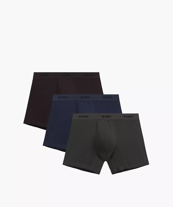 Bóxers para hombre Atlantic 3MH-0177 A3 pack de 3 marrón-índigo-khaki, algodón, pierna larga
