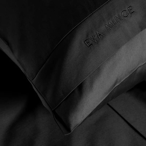 1B Elegante ropa de cama de satén Eva Minge Eurofirany negro | 100% algodón macosatin