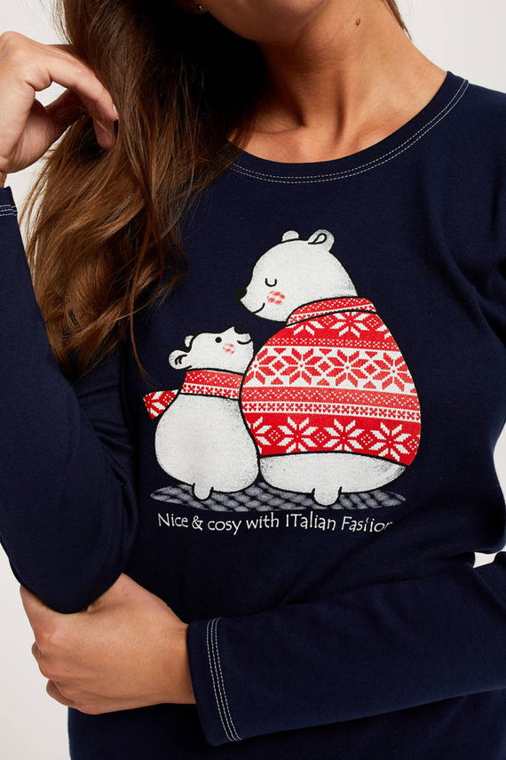 Arktyka Pijama señora manga larga, pantalón largo Moda Italiana - azul marino/estampado