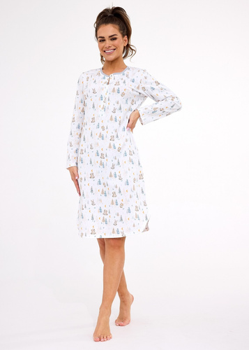 Camisón de señora 777/436 Cornette Fox 3 crudo - algodón, botones de presión, corte cómodo