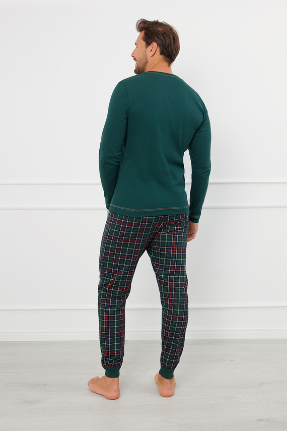 Fogo Pijama hombre manga larga, pantalón largo Moda Italiana - verde/estampado