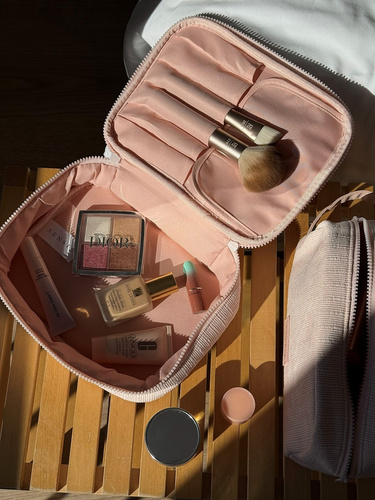 Neceser Large Sensis – Elegante, Con Compartimento para Brochas, Con Cremallera, Material Acanalado