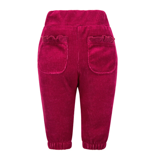 Fluffy Tails Pantalones de terciopelo para niñas Eevi- granate, con bolsillos