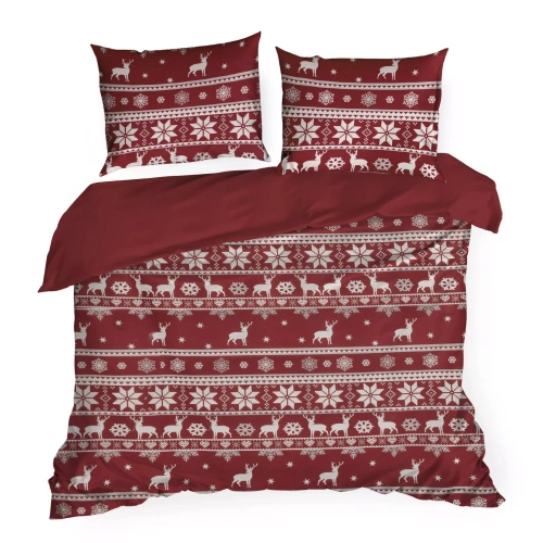 Ropa de cama de Navidad Oslo Eurofirany rojo - algodón ranforce, reversible