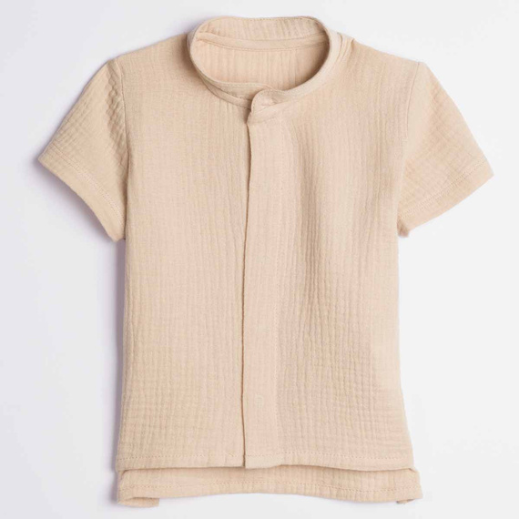 Camisa para niño Nicol 224351 muselina 100% algodón manga corta beige