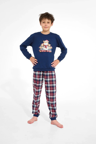 Cornette Family Christmas 593/186 966/186 Pijama infantil de algodón azul marino
