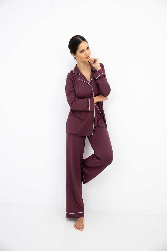 Sensis Vaya Pijama de Mujer 100% Viscosa Azul Marino con Flores y Botones