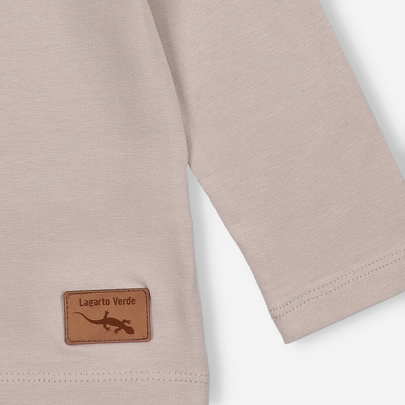 KAR-3005 Blusa de manga larga para niña Lagarto Verde beige - elegante, algodón, producción polaca