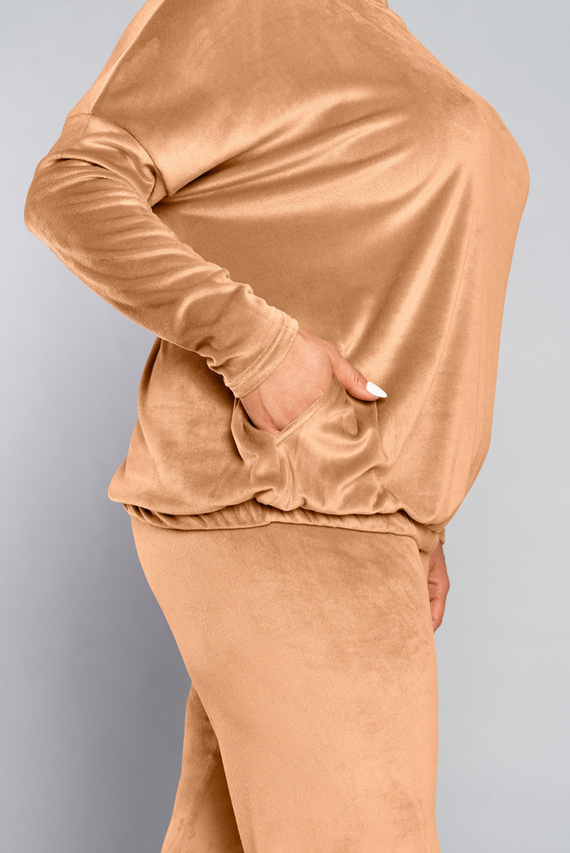 Conjunto largo Juga para mujer. manga, longitud. pantalones camel de moda italiana