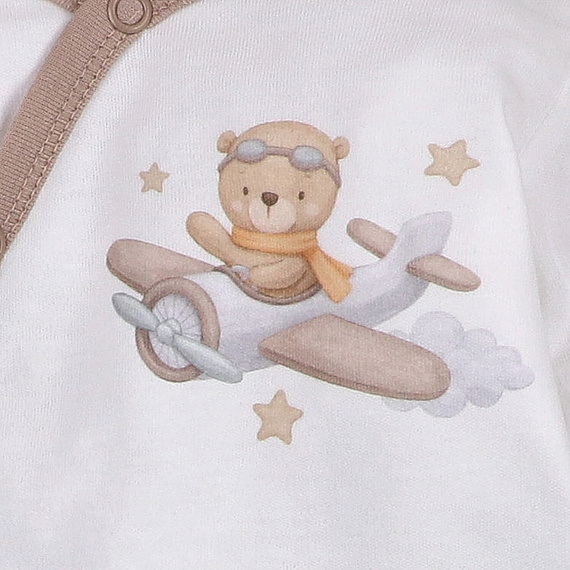 ABN-5502 Sky Journey Nini body sobre crudo | Algodón orgánico para bebé recién nacido