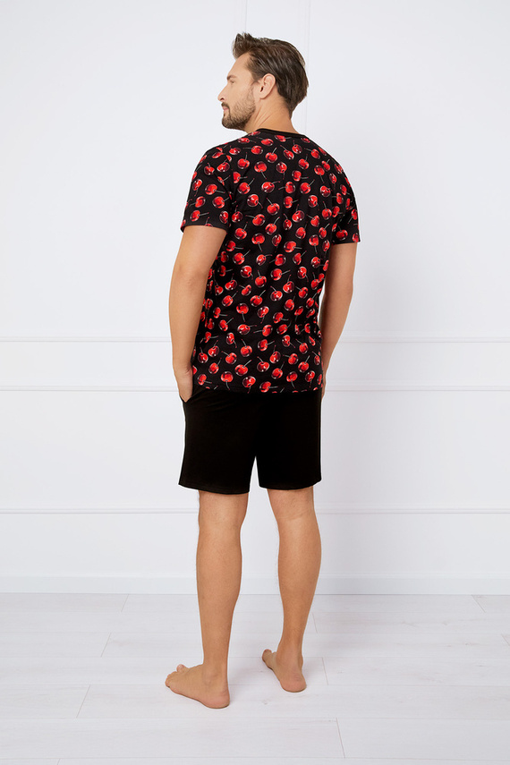 Cherry Pijama de manga corta para hombre, pantalón corto Moda Italiana - estampado/negro