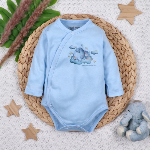 ABN-5603 Nini Little Dreamers body envolvente de algodón orgánico para bebés azul - cierres sin níquel, 100% de seguridad