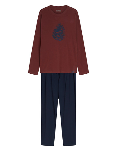 Henderson Core Fall 45494 Pijama para Hombre 100% Algodón Manga Larga Maroon