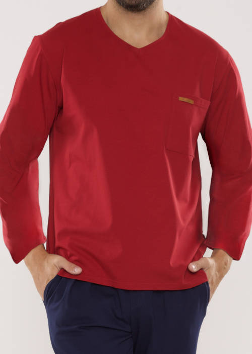 683 Kevin Forex Pijama de hombre - granate - azul marino