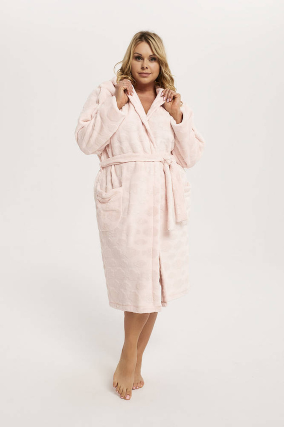 Albornoz de señora Drina con capucha Moda Italiana - rosa